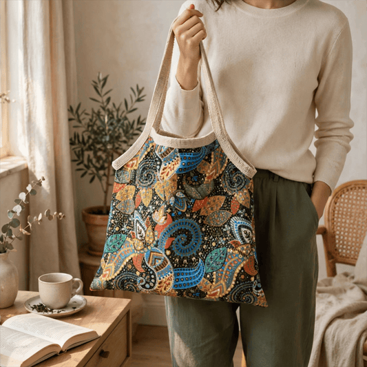 Sac cabas à bandoulière Ownkoti bohème à fleurs - 16 po L x 15 po H - image 0