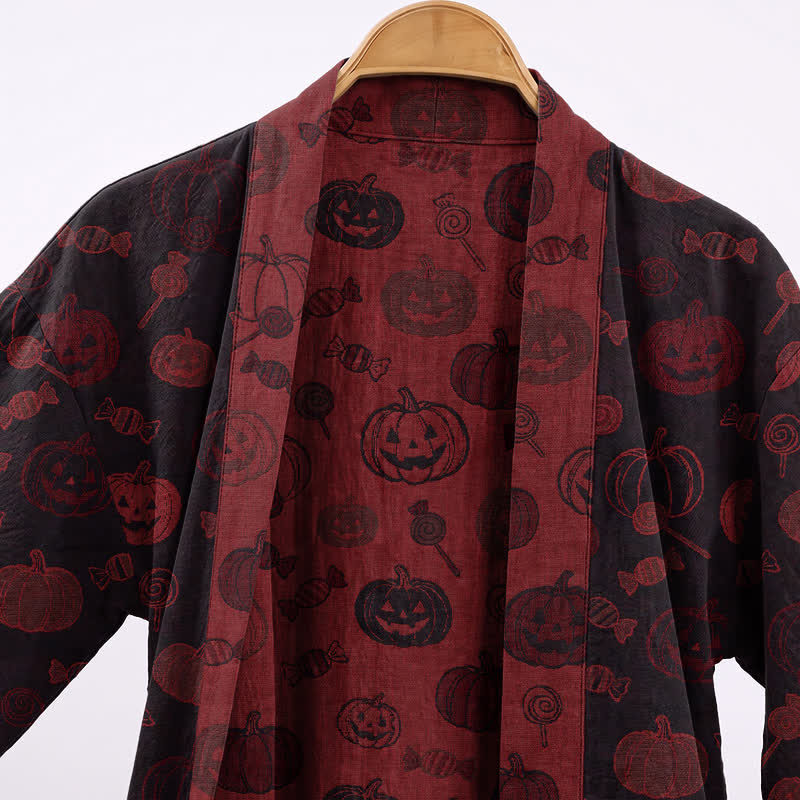 Kimono en coton rouge et noir Ownkoti, motif monstre d'Halloween - image 7