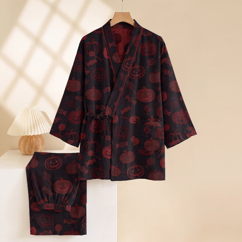 Ensemble pyjama kimono en coton Ownkoti Halloween citrouille bonbon - image 9