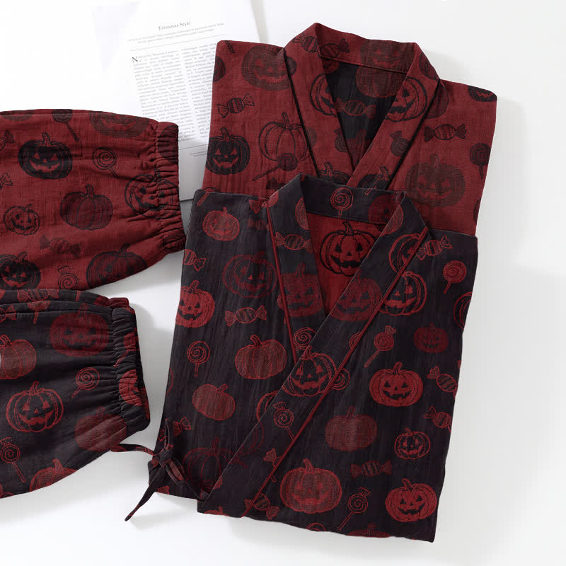 Ensemble pyjama kimono en coton Ownkoti Halloween citrouille bonbon - image 11