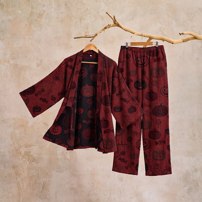 Ensemble pyjama kimono en coton Ownkoti Halloween citrouille bonbon - image 4