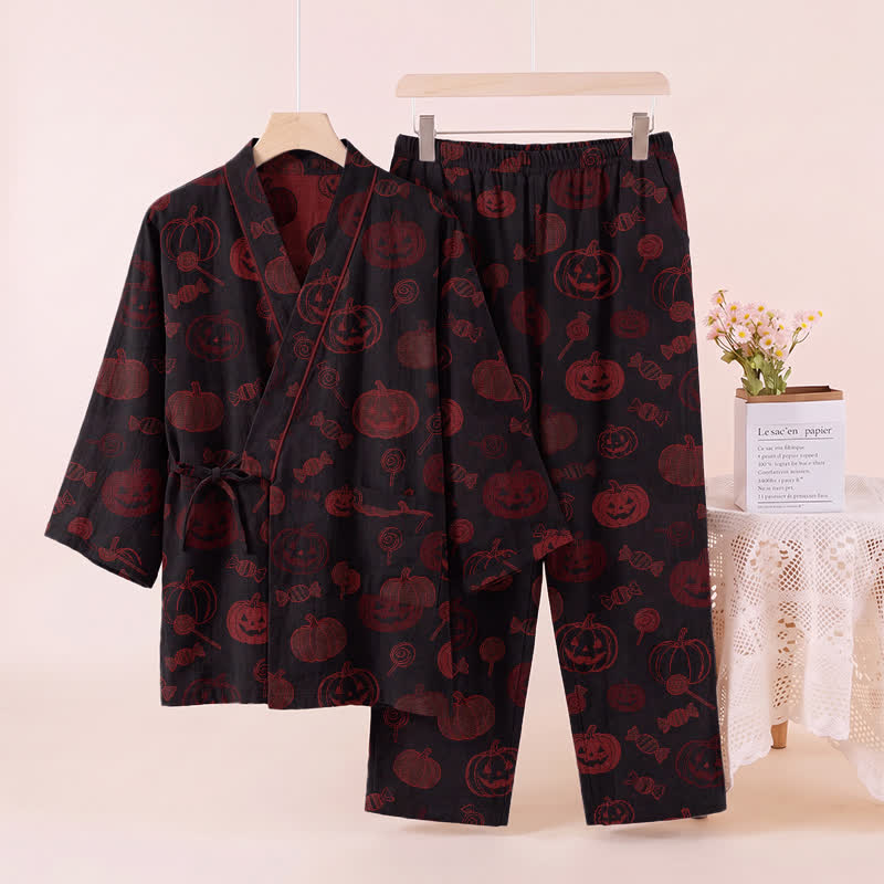 Ensemble pyjama kimono en coton Ownkoti Halloween citrouille bonbon - image 8