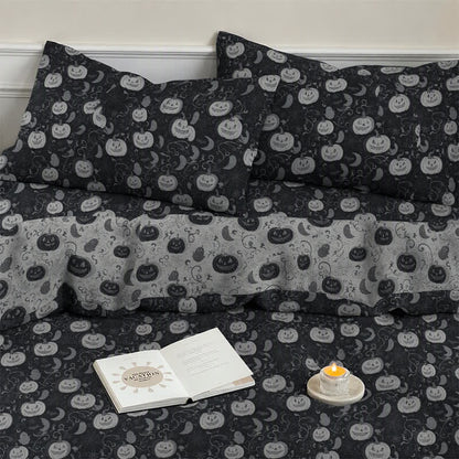 Ensemble de literie en coton Ownkoti Halloween Citrouille Lune - image 6
