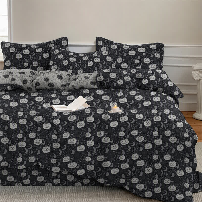 Ensemble de literie en coton Ownkoti Halloween Citrouille Lune - image 1