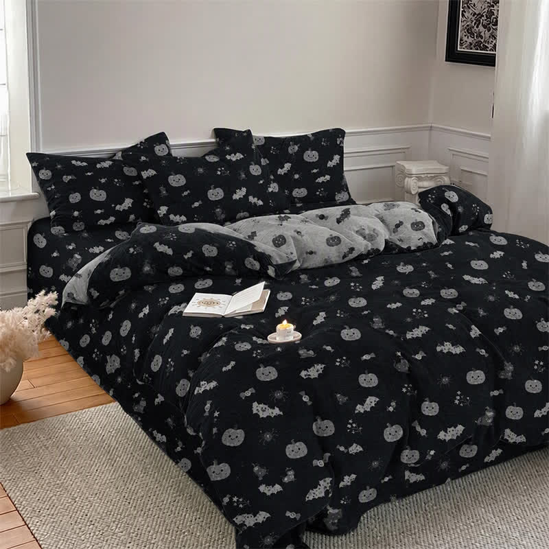 Ensemble de literie en coton Ownkoti Halloween citrouille chauve-souris - image 2