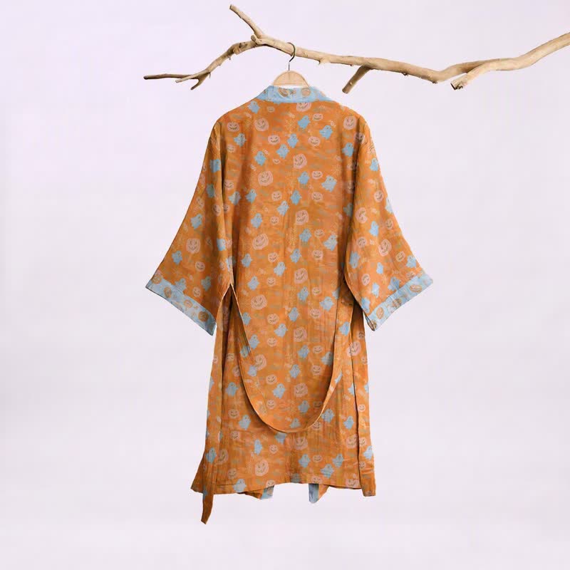 Kimono en coton Ownkoti multicolore citrouille Halloween - image 1