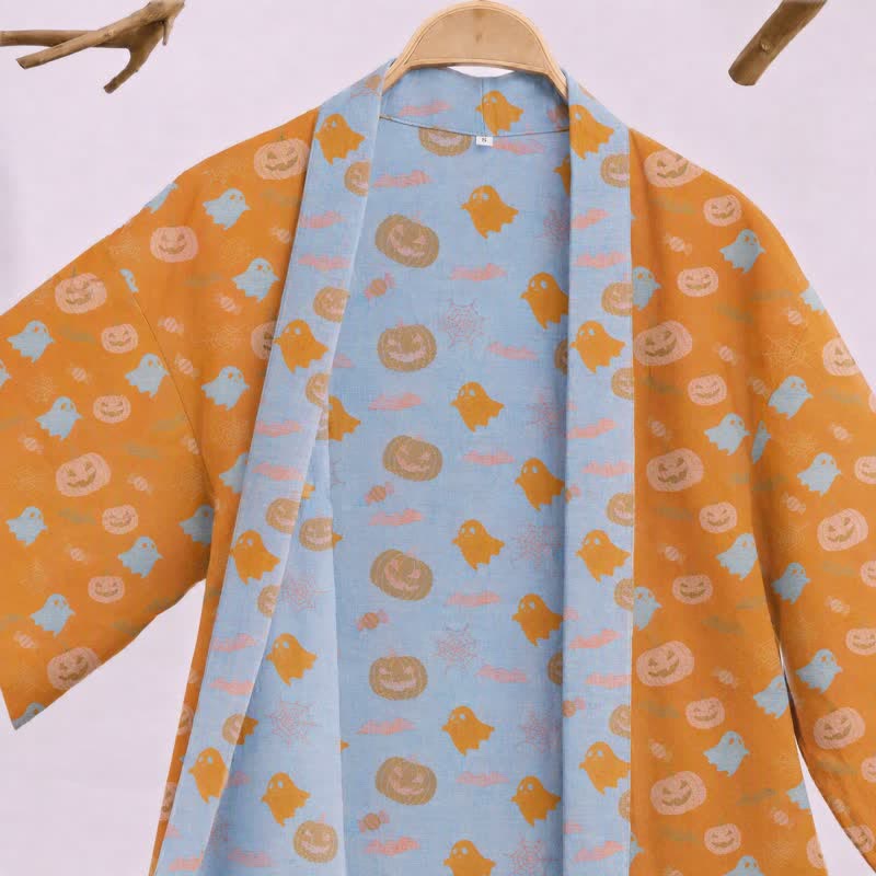 Kimono en coton Ownkoti multicolore citrouille Halloween - image 2