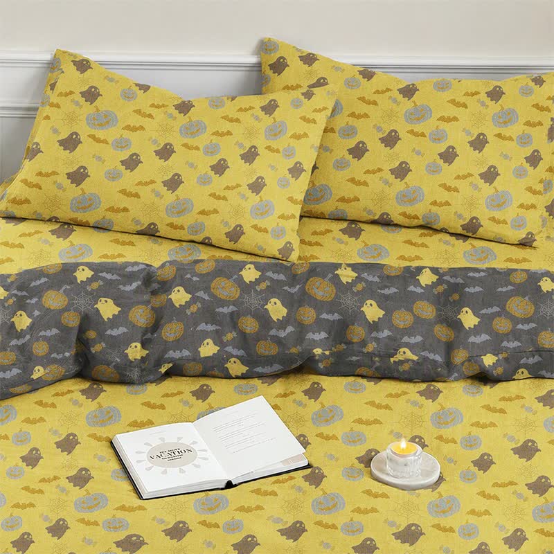 Ensemble de literie en coton Ownkoti Multicolore Citrouille Fantôme - image 6