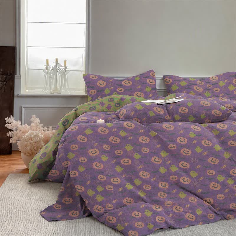 Ensemble de literie en coton Ownkoti Multicolore Citrouille Fantôme - image 17
