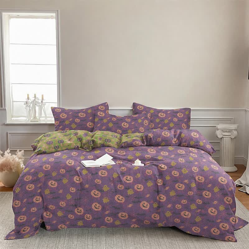 Ensemble de literie en coton Ownkoti Multicolore Citrouille Fantôme - image 18
