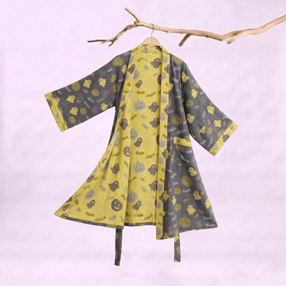 Kimono en coton Ownkoti multicolore citrouille Halloween - Café et jaune - XXL - image 15