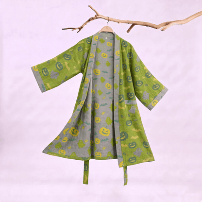 Kimono en coton Ownkoti multicolore citrouille Halloween - Vert et jaune - XXL - image 20