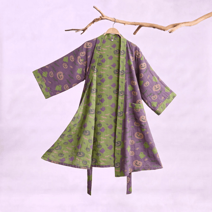 Kimono en coton Ownkoti multicolore citrouille Halloween - Violet profond - XXL - image 30