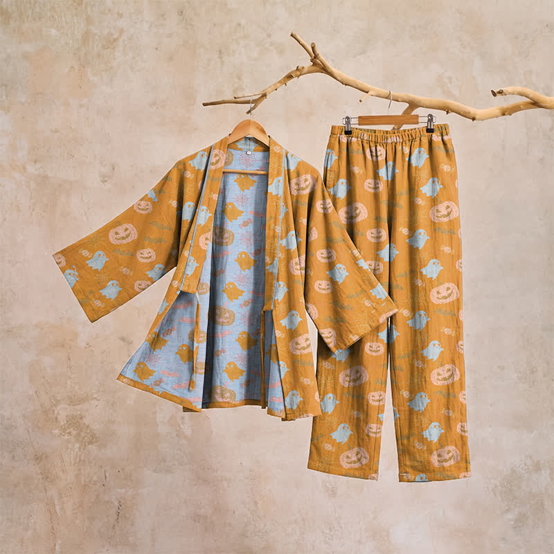Ensemble pyjama kimono en coton Ownkoti Halloween fantôme citrouille - image 4