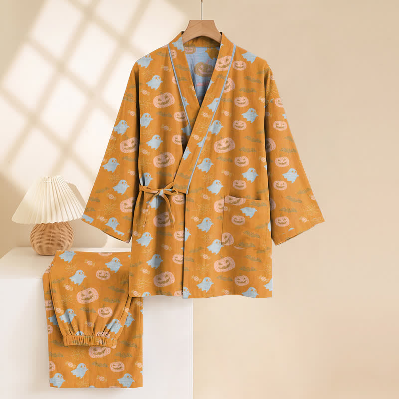 Ensemble pyjama kimono en coton Ownkoti Halloween fantôme citrouille - image 3