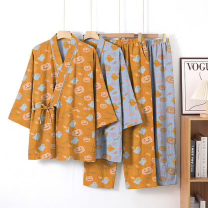 Ensemble pyjama kimono en coton Ownkoti Halloween fantôme citrouille - image 0