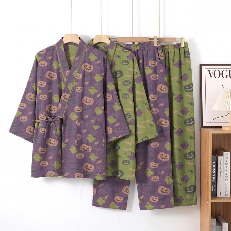 Ensemble pyjama kimono en coton Ownkoti Halloween fantôme citrouille - image 49