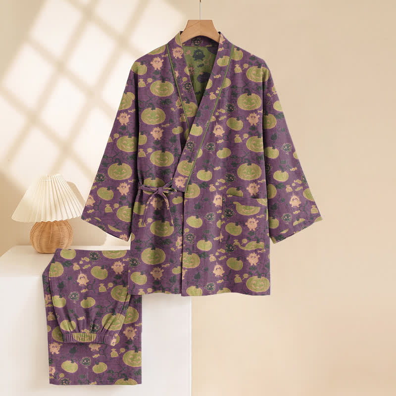 Ensemble pyjama kimono rétro citrouille d'Halloween Ownkoti - image 2