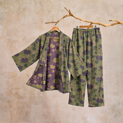 Ensemble pyjama kimono rétro citrouille d'Halloween Ownkoti - image 14