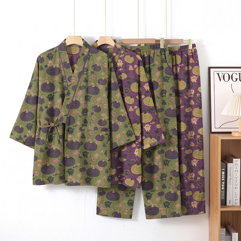 Ensemble pyjama kimono rétro citrouille d'Halloween Ownkoti - image 9