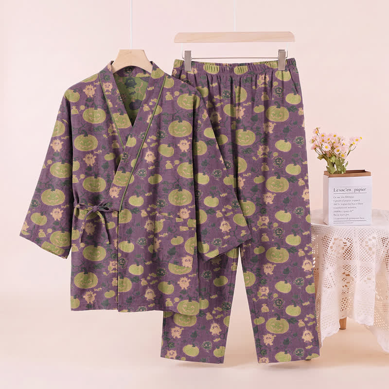 Ensemble pyjama kimono rétro citrouille d'Halloween Ownkoti - image 5