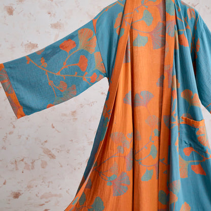 Kimono rétro en coton à feuilles de ginkgo Ownkoti - image 11