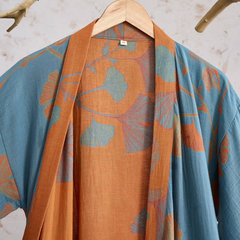 Kimono rétro en coton à feuilles de ginkgo Ownkoti - image 10