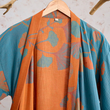 Kimono rétro en coton à feuilles de ginkgo Ownkoti - image 10