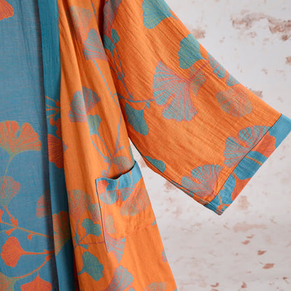 Kimono rétro en coton à feuilles de ginkgo Ownkoti - image 4