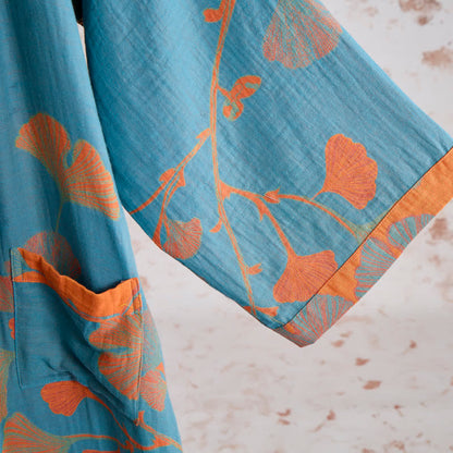 Kimono rétro en coton à feuilles de ginkgo Ownkoti - image 12