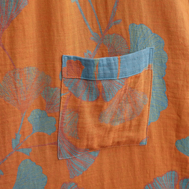 Kimono rétro en coton à feuilles de ginkgo Ownkoti - image 6