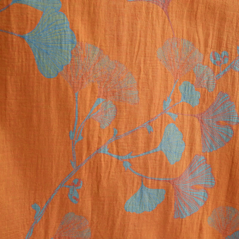 Kimono rétro en coton à feuilles de ginkgo Ownkoti - image 7