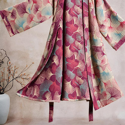 Peignoir kimono artistique à motif feuille de ginkgo Ownkoti - image 8