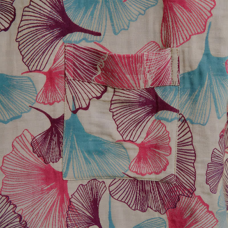 Peignoir kimono artistique à motif feuille de ginkgo Ownkoti - image 9