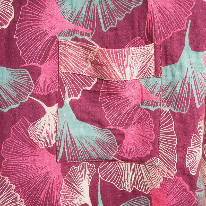 Peignoir kimono artistique à motif feuille de ginkgo Ownkoti - image 4