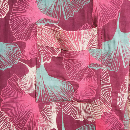 Peignoir kimono artistique à motif feuille de ginkgo Ownkoti - image 4