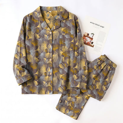 Ensemble pyjama Ownkoti à col cranté en forme de feuille de ginkgo - image 9