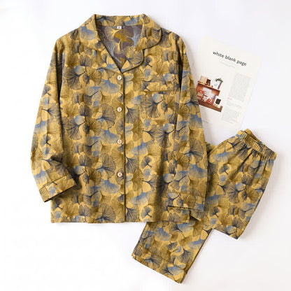 Ensemble pyjama Ownkoti à col cranté en forme de feuille de ginkgo - image 4