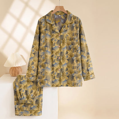 Ensemble pyjama Ownkoti à col cranté en forme de feuille de ginkgo - image 1