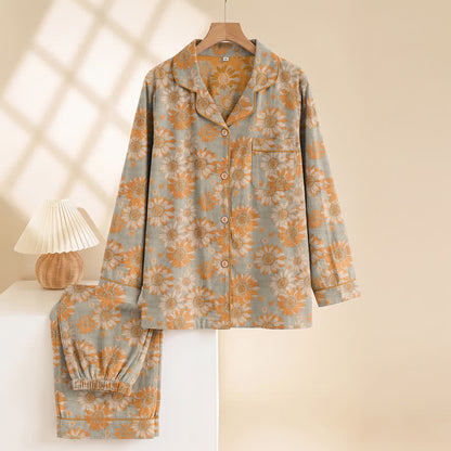 Ensemble pyjama d'intérieur en coton à motif tournesol rétro Ownkoti - image 8