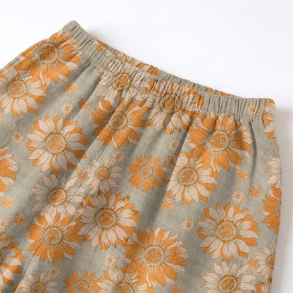 Ensemble pyjama d'intérieur en coton à motif tournesol rétro Ownkoti - image 11