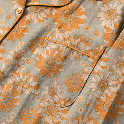 Ensemble pyjama d'intérieur en coton à motif tournesol rétro Ownkoti - image 10