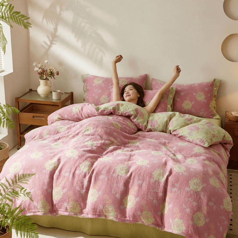 Ensemble de housse de couette en coton à fleurs vintage Ownkoti - image 3