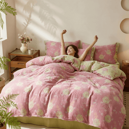Ensemble de housse de couette en coton à fleurs vintage Ownkoti - image 3