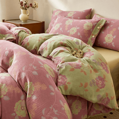 Ensemble de housse de couette en coton à fleurs vintage Ownkoti - image 1