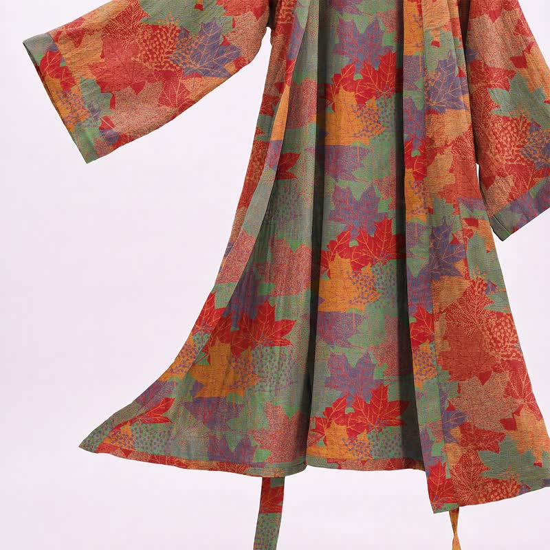 Kimono en coton à feuilles d'érable d'automne Ownkoti - image 3