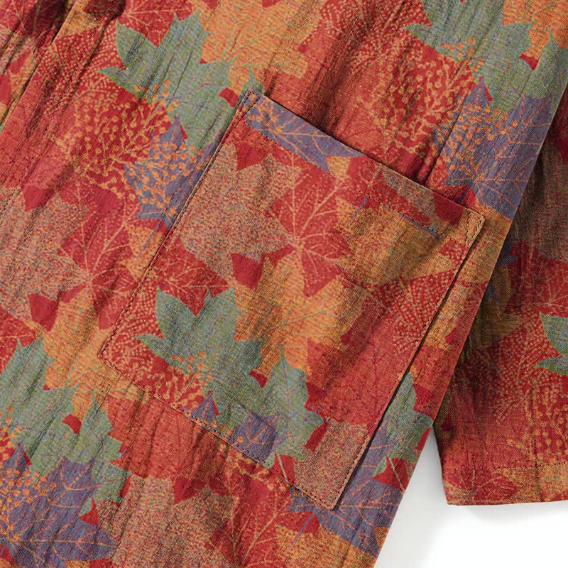 Ensemble pyjama kimono en coton à motif feuille d'érable Ownkoti - image 4