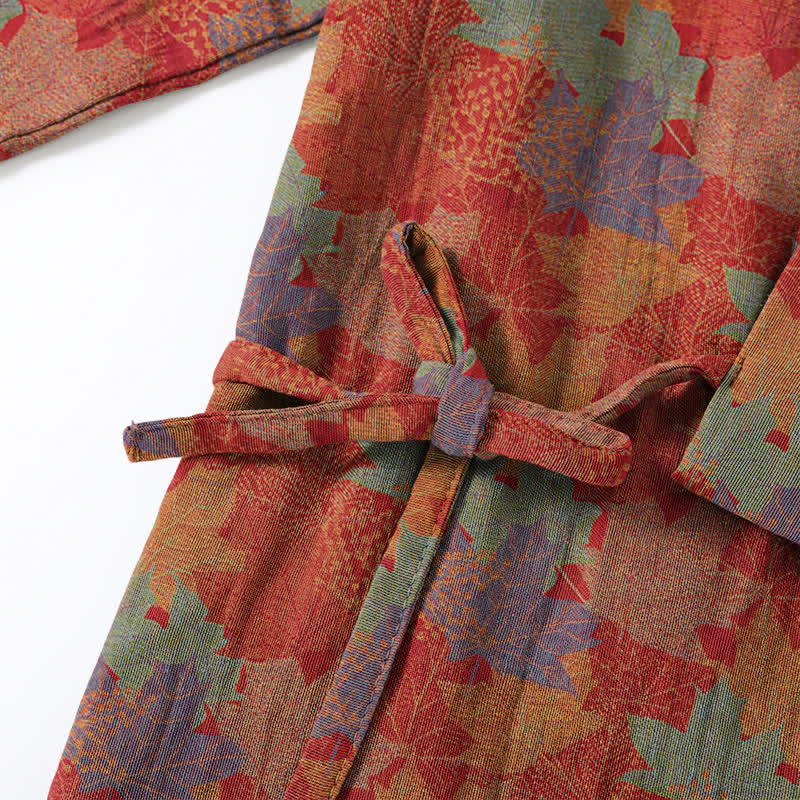 Ensemble pyjama kimono en coton à motif feuille d'érable Ownkoti - image 3