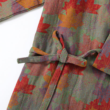 Ensemble pyjama kimono en coton à motif feuille d'érable Ownkoti - image 11