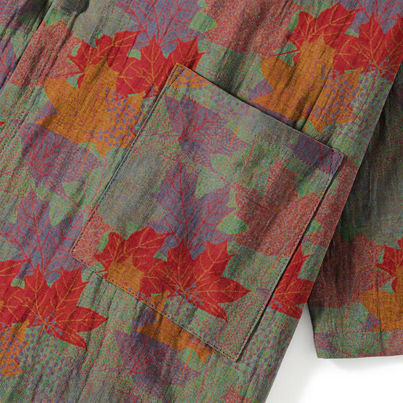 Ensemble pyjama kimono en coton à motif feuille d'érable Ownkoti - image 12